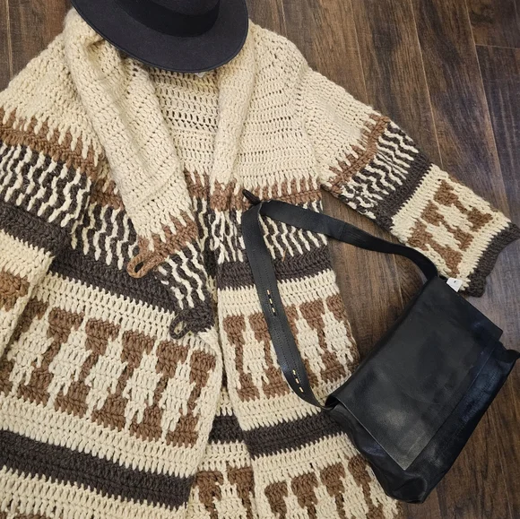 Vintage 100% Merino wool hand knitted sweater coat. - Picture 4 of 4